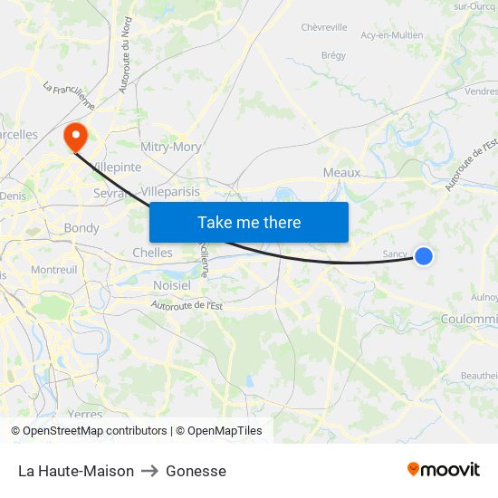 La Haute-Maison to Gonesse map