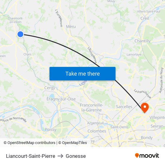 Liancourt-Saint-Pierre to Gonesse map