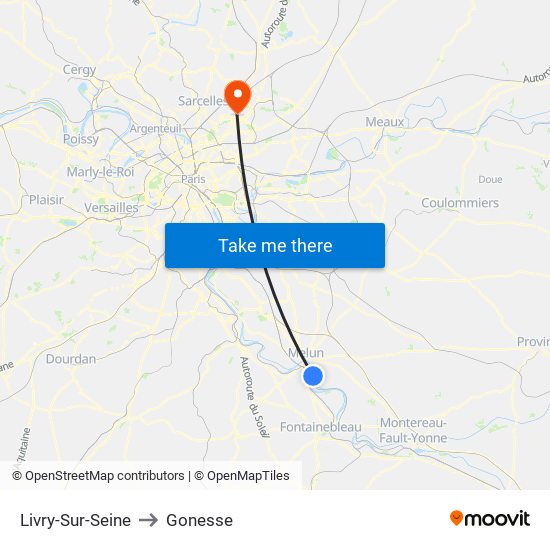 Livry-Sur-Seine to Gonesse map