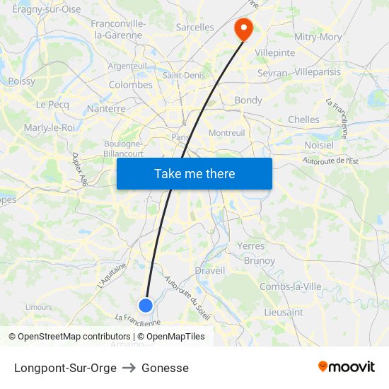 Longpont-Sur-Orge to Gonesse map