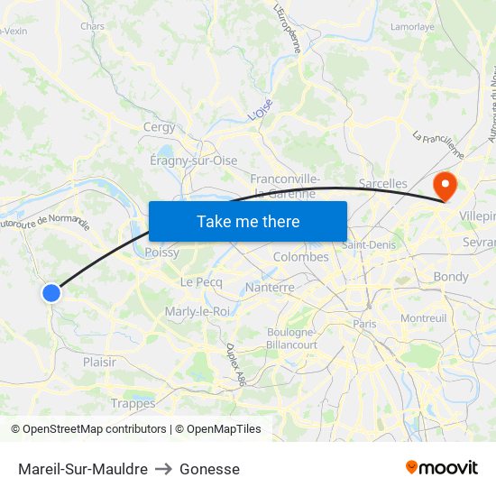 Mareil-Sur-Mauldre to Gonesse map