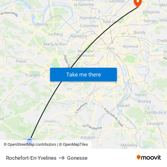 Rochefort-En-Yvelines to Gonesse map