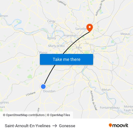 Saint-Arnoult-En-Yvelines to Gonesse map