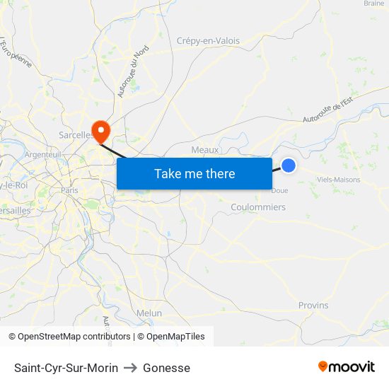 Saint-Cyr-Sur-Morin to Gonesse map