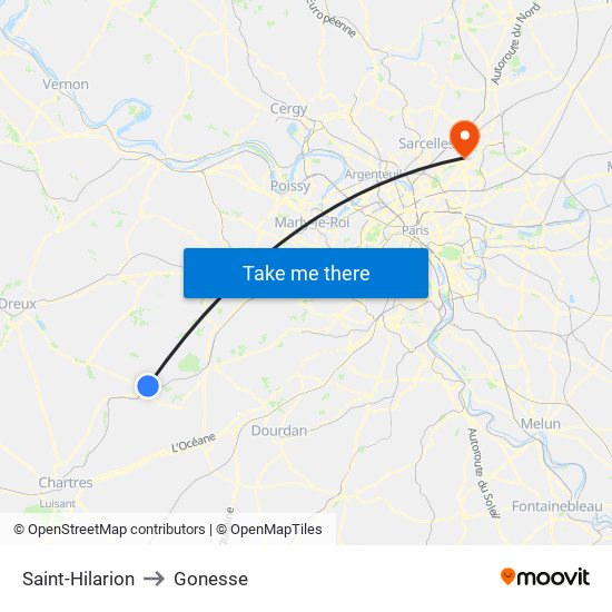 Saint-Hilarion to Gonesse map