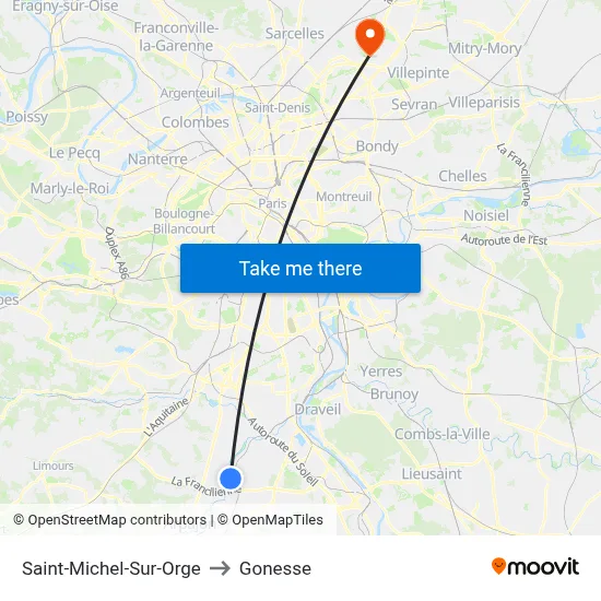 Saint-Michel-Sur-Orge to Gonesse map