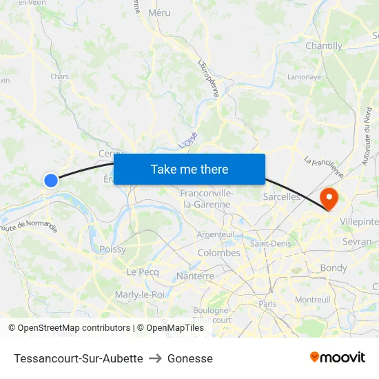 Tessancourt-Sur-Aubette to Gonesse map