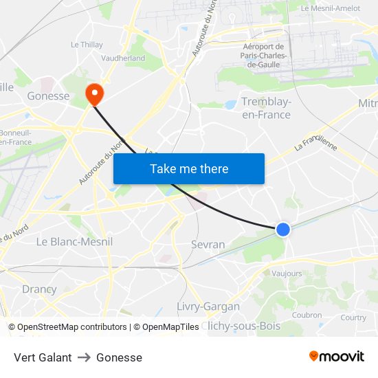 Vert Galant to Gonesse map