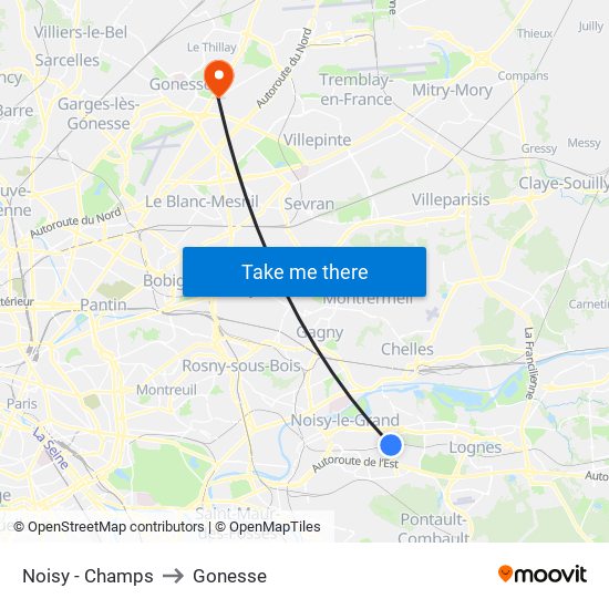 Noisy - Champs to Gonesse map