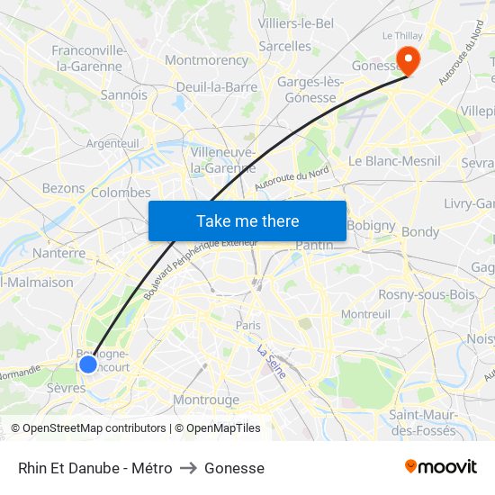 Rhin Et Danube - Métro to Gonesse map