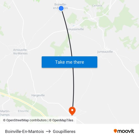 Boinville-En-Mantois to Goupillieres map