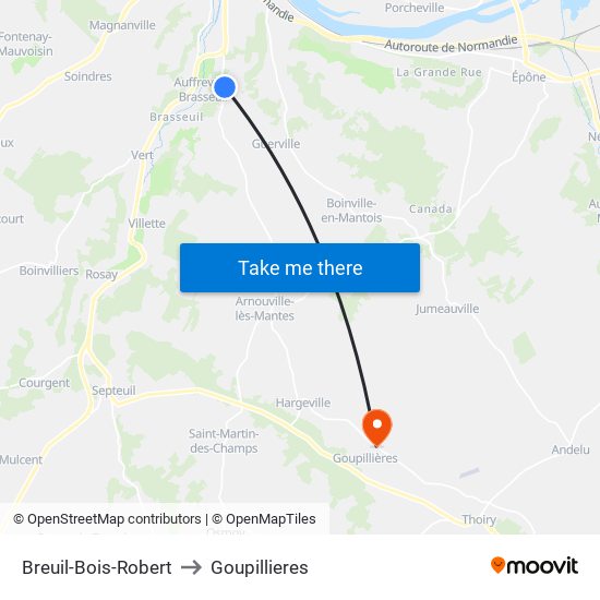 Breuil-Bois-Robert to Goupillieres map