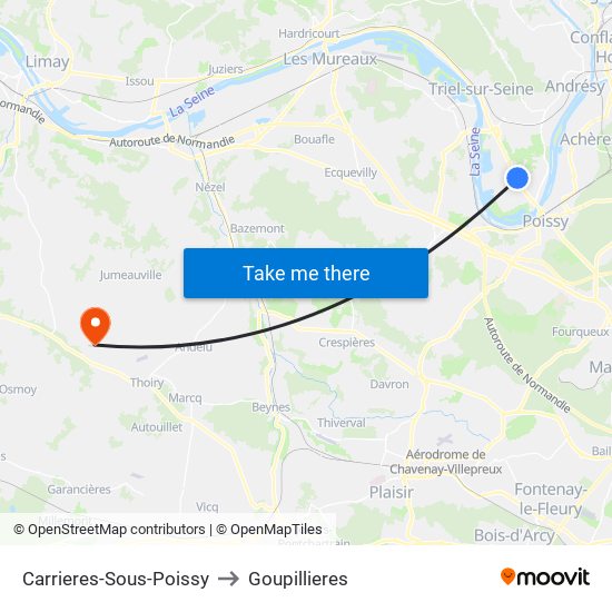 Carrieres-Sous-Poissy to Goupillieres map
