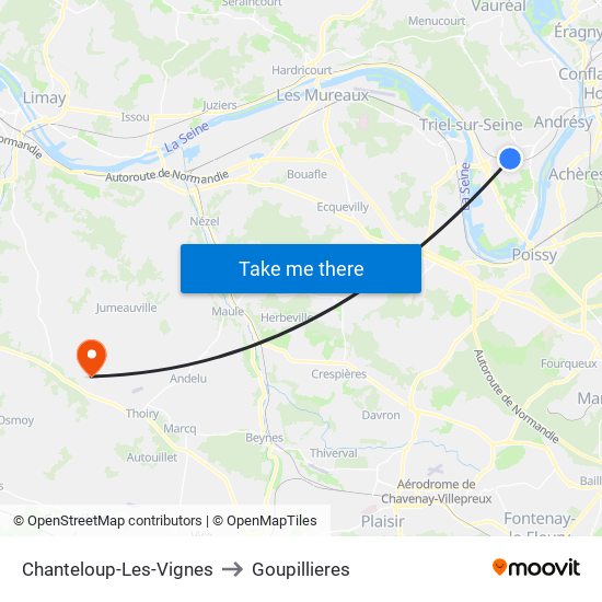 Chanteloup-Les-Vignes to Goupillieres map