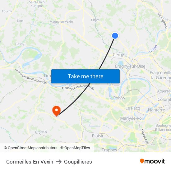 Cormeilles-En-Vexin to Goupillieres map