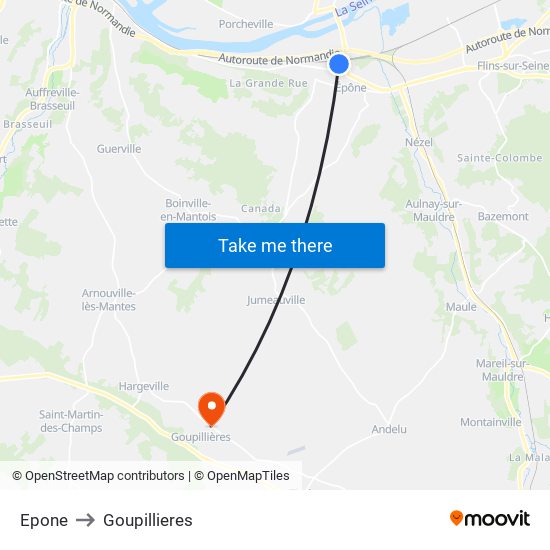 Epone to Goupillieres map