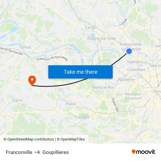 Franconville to Goupillieres map