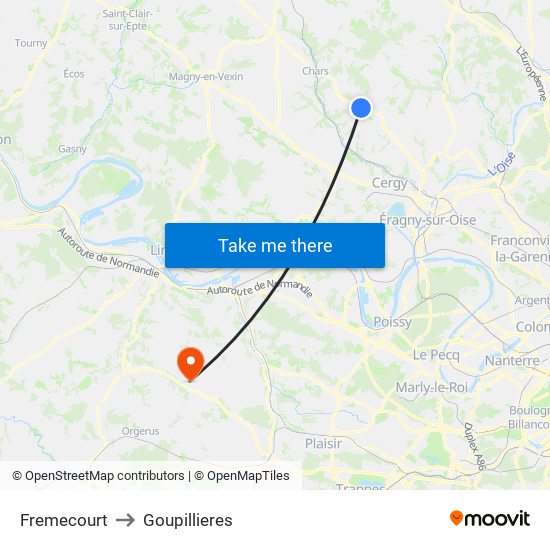 Fremecourt to Goupillieres map