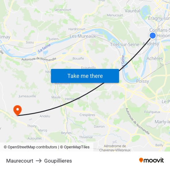 Maurecourt to Goupillieres map