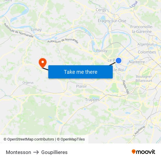 Montesson to Goupillieres map