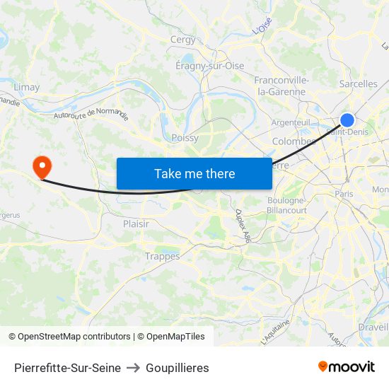 Pierrefitte-Sur-Seine to Goupillieres map
