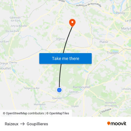 Raizeux to Goupillieres map