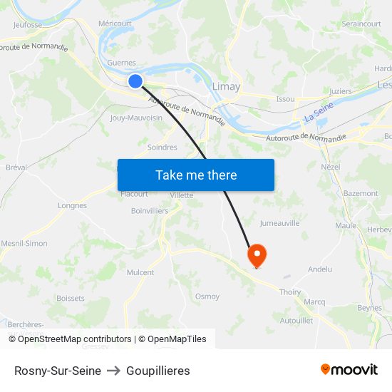 Rosny-Sur-Seine to Goupillieres map