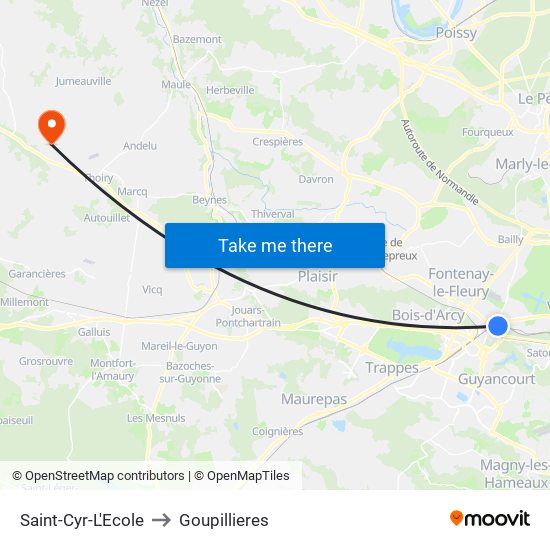 Saint-Cyr-L'Ecole to Goupillieres map