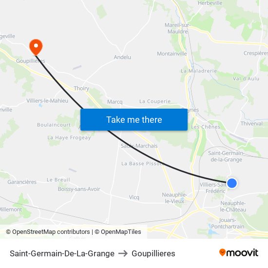 Saint-Germain-De-La-Grange to Goupillieres map