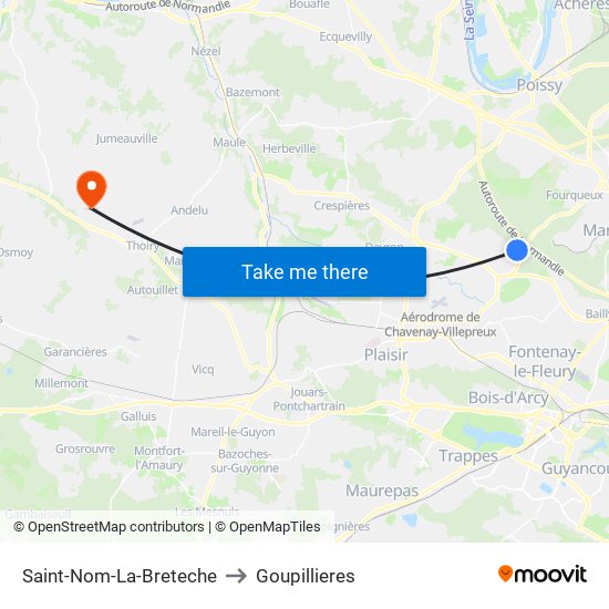 Saint-Nom-La-Breteche to Goupillieres map