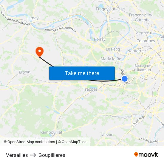 Versailles to Goupillieres map