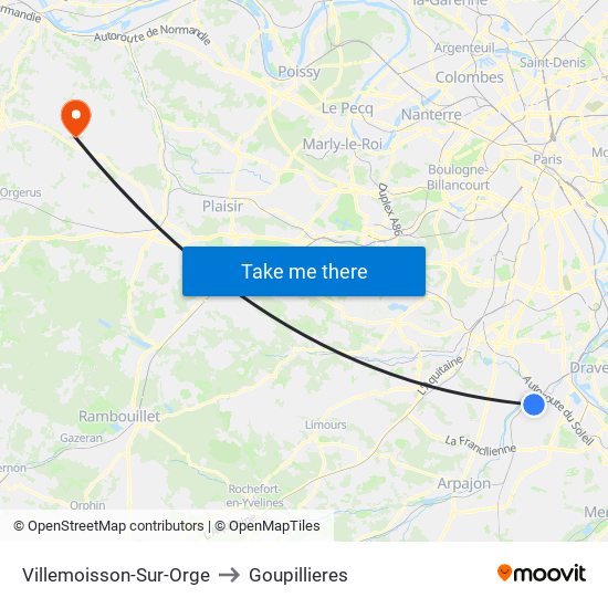 Villemoisson-Sur-Orge to Goupillieres map