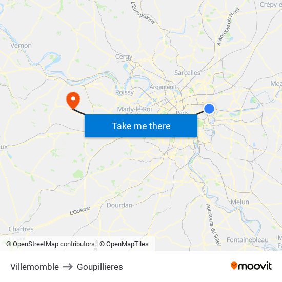 Villemomble to Goupillieres map