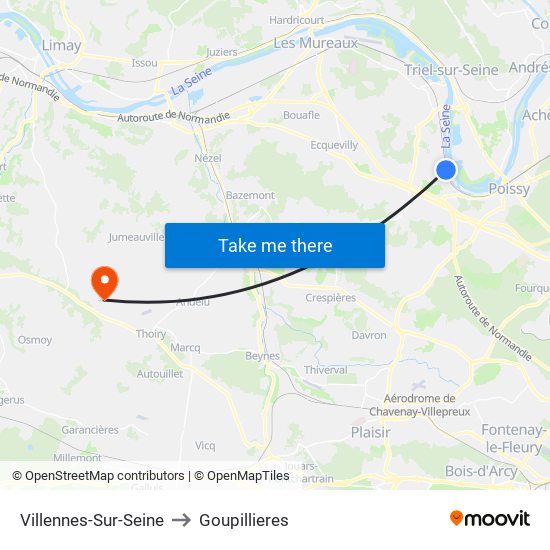 Villennes-Sur-Seine to Goupillieres map