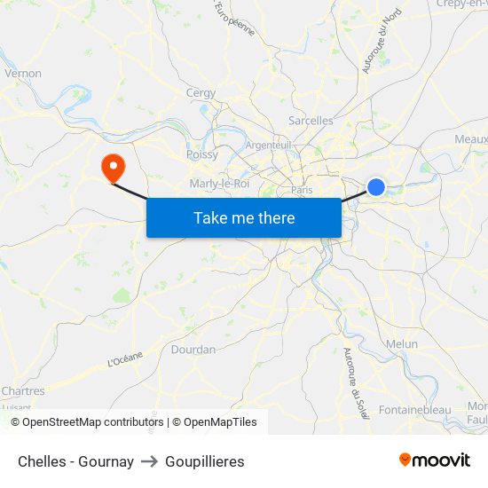 Chelles - Gournay to Goupillieres map