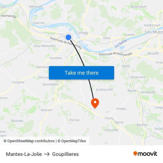 Mantes-La-Jolie to Goupillieres map