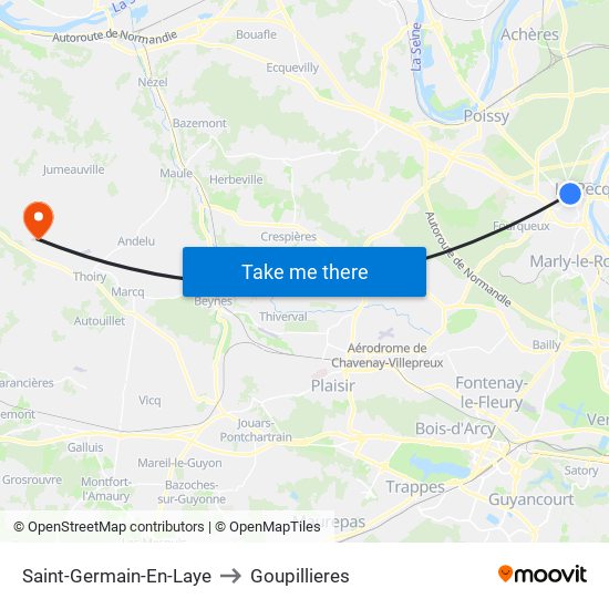 Saint-Germain-En-Laye to Goupillieres map