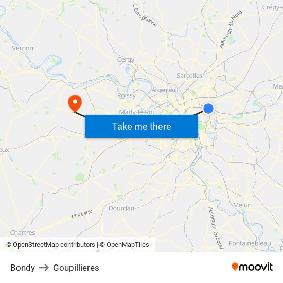 Bondy to Goupillieres map