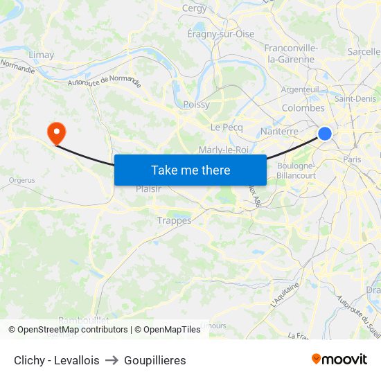 Clichy - Levallois to Goupillieres map