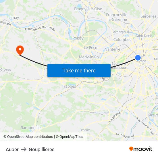 Auber to Goupillieres map