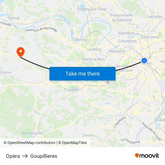 Opéra to Goupillieres map