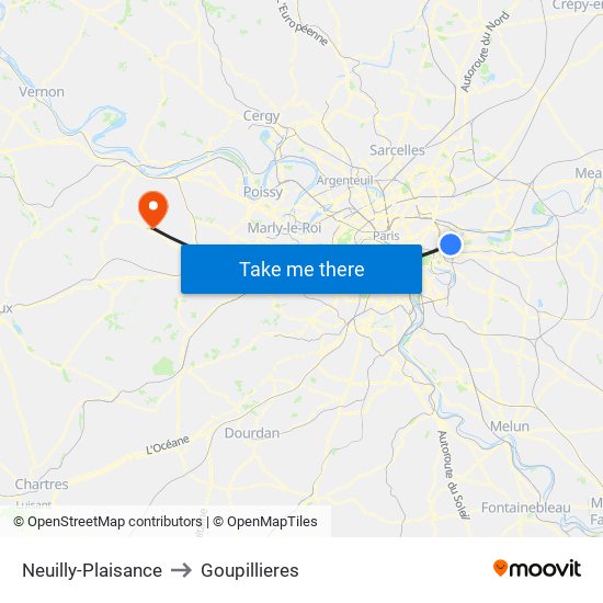 Neuilly-Plaisance to Goupillieres map