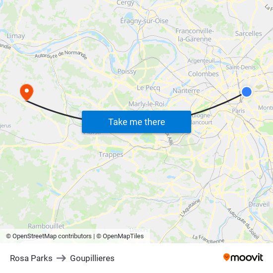 Rosa Parks to Goupillieres map