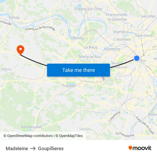 Madeleine to Goupillieres map