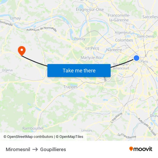 Miromesnil to Goupillieres map