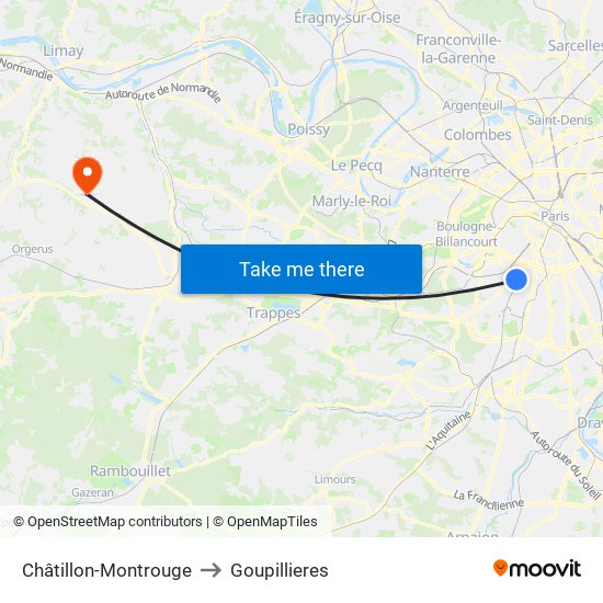 Châtillon-Montrouge to Goupillieres map