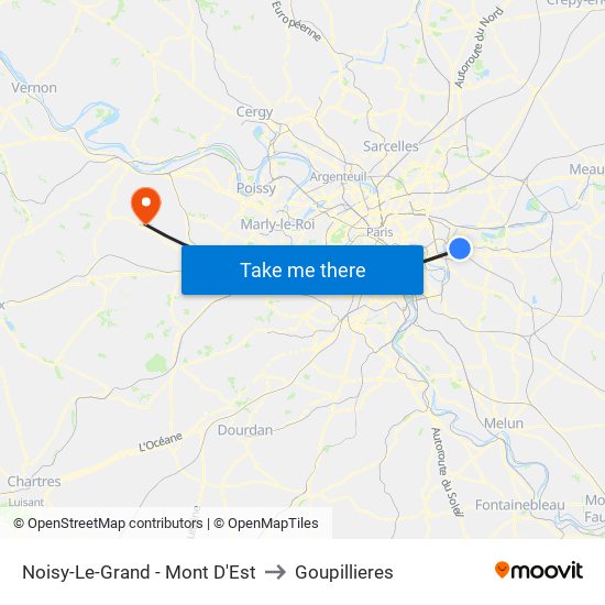 Noisy-Le-Grand - Mont D'Est to Goupillieres map