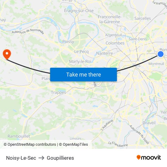 Noisy-Le-Sec to Goupillieres map