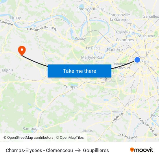 Champs-Élysées - Clemenceau to Goupillieres map