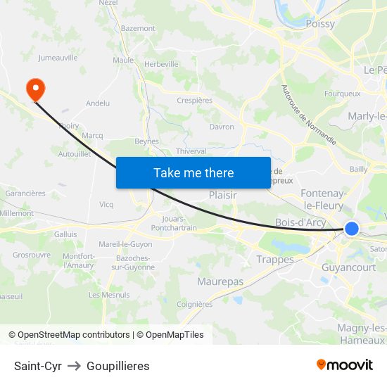 Saint-Cyr to Goupillieres map